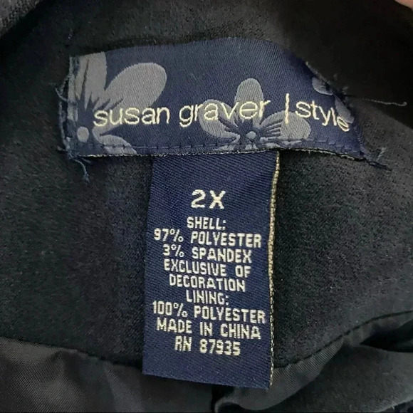 Susan‎ Graver 2X plus-size boho faux suede blue embroidered jacket Lagenlook - Picture 7 of 7